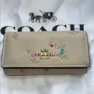 Coach Beige Wallet with Floral Design